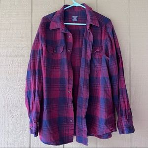Maroon and Navy Blue Mens Flannel